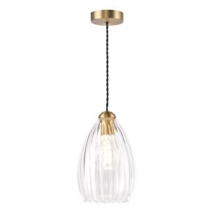 Valora Pendant Antique Bronze and Ribbed Glass