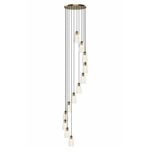 Valora 12 Light Cluster Pendant Antique Bronze and Ribbed Glass