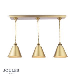 Joules Wollaton 3 Light Bar Pendant Matt Antique Brass and Matt White