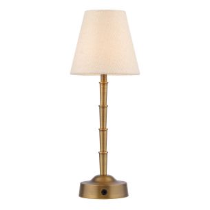 Wyman Table Lamp Antique Bronze With Linen Shade LED