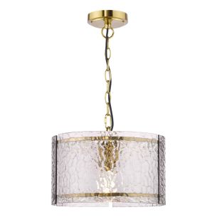 Yeva Pendant Natural Brass and Smoked Glass