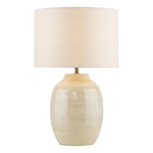 Amsara Table Lamp Cream Ceramic and Antique Brass With Shade