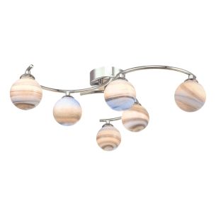 Atiya 6 Light Semi Flush Polished Chrome With Planet Style Glass