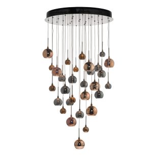 Aurelia 30 Light Cluster Pendant Polished Black Chrome and Glass
