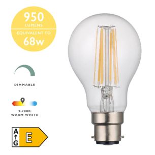 (Pack of 5) LED B22/BC GLS Light Bulb (Lamp) 8w 950lm 2700k