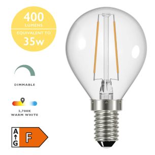 (Pack of 5) LED Golf Ball Light Bulb (Lamp) SES/E14 4W 400LM