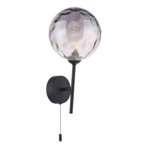 Cohen Wall Light Matt Black With Smoked Dimpled Glass