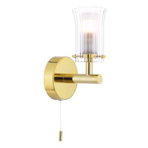 Elba Bathroom Wall Light Polished Gold and Glass IP44