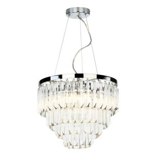 Fame 5 Light Pendant Glass and Polished Nickel