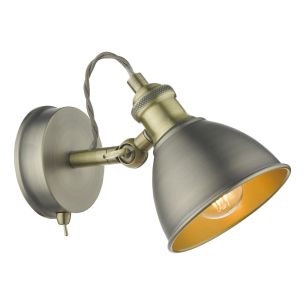 Governor Single Wall Spotlight Antique Chrome & Brass