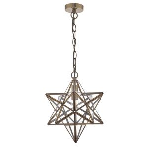 Ilario Large Star Pendant Antique Brass & Glass