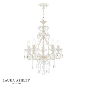Laura Ashley Shamley 5lt Chandelier Matt White Glass