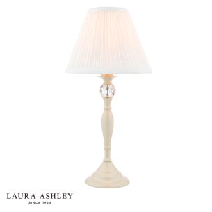 Laura Ashley Ellis Table Lamp Satin Cream and Crystal With Shade