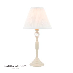 Laura Ashley Ellis Table Lamp Satin Cream and Crystal With Shade