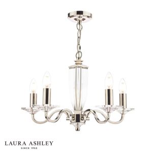 Laura Ashley Carson 5 Light Armed Pendant Polished Nickel and Crystal Fitting Only
