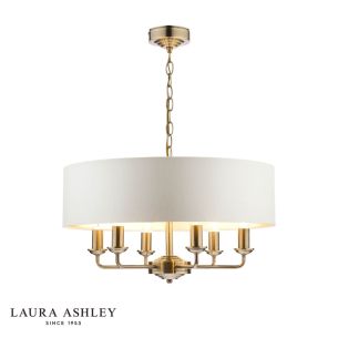Laura Ashley Sorrento 6 Light Shadelier Antique Brass and Ivory With Shade