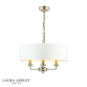 Laura Ashley Sorrento 3 Light Shadelier Antique Brass and Ivory With Shade