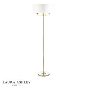 Laura Ashley Sorrento 3 Light Floor Lamp Antique Brass and Ivory With Shade