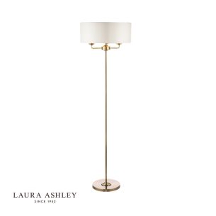 Laura Ashley Sorrento 3 Light Floor Lamp Antique Brass With Ivory Shade