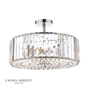 Laura Ashley Fernhurst 4 Light Semi-Flush Crystal and Polished Chrome