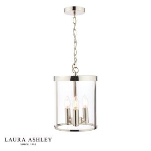 Laura Ashley Selbourne 3 Light Pendant Polished Nickel and Glass