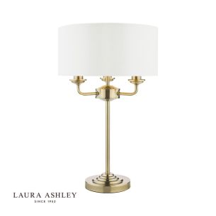 Laura Ashley Sorrento 3 Light Table Lamp Antique Brass With Ivory Shade