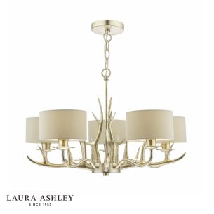 Laura Ashley Mulroy 5 Light Armed Pendant Champagne With Shade