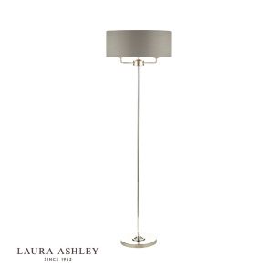 Laura Ashley Sorrento 3 Light Floor Lamp Polished Nickel With Charcoal Shade