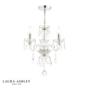 Laura Ashley Harriet 3 Light Chandelier Ribbed Glass and Polished Chrome