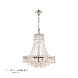 Laura Ashley Enid 5 Light Chandelier Faceted Glass and Polished Nickel