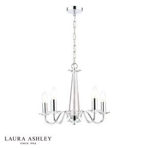 Laura Ashley Blake 5 Light Armed Pendant Crystal and Polished Chrome
