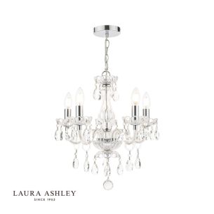 Laura Ashley Harriet 5 Light Chandelier Ribbed Glass and Polished Chrome