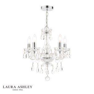 Laura Ashley Harriet 5 Light Chandelier Ribbed Glass and Polished Chrome