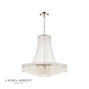Laura Ashley Enid Grande 5lt Chandelier Polished Nickel & Glass