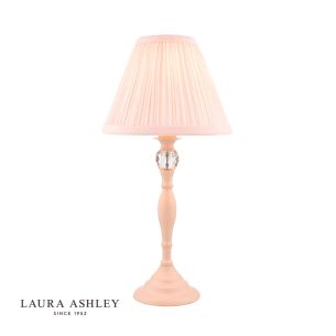 Laura Ashley Ellis Table Lamp Satin Pink and Crystal With Shade