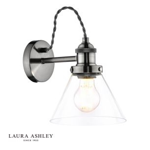 Laura Ashley Isaac Wall Light Satin Nickel Glass