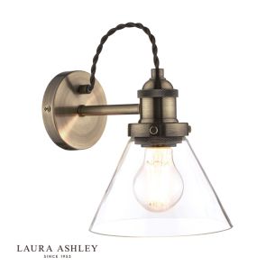 Laura Ashley Isaac Wall Light Antique Brass Glass