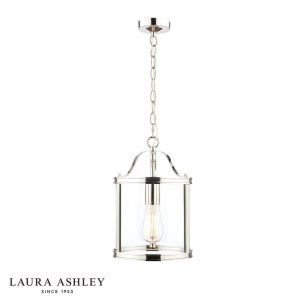 Laura Ashley Harrington Lantern Polished Nickel and Glass