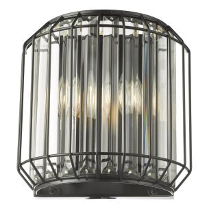 Naeva 2 Light Wall Light Matt Black and Crystal