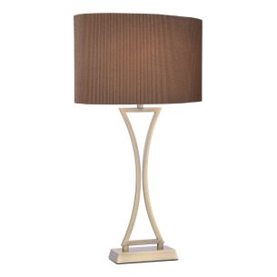 Oporto Wavy Table Lamp Antique Brass With Brown Shade