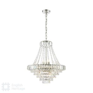 Osborne House 12 Light Chandelier Polished Nickel and Crystal