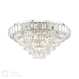 Osborne House 7 Light Flush Polished Nickel and Crystal