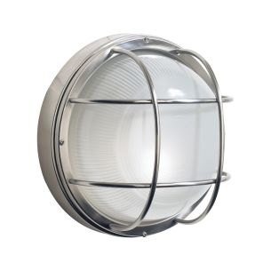 Salcombe Outdoor Wall Light Polished Stainless Steel and Ribbed Glass IP44