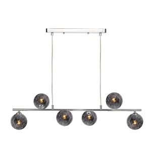 Spiral 6 Light Bar Pendant Polished Chrome With Black Confetti Glass