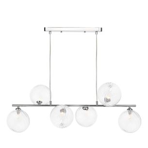 Spiral 6 Light Bar Pendant Polished Chrome With Closed Glass