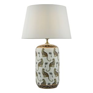Tigris Ceramic Table Lamp White Leopard Motif Base Only