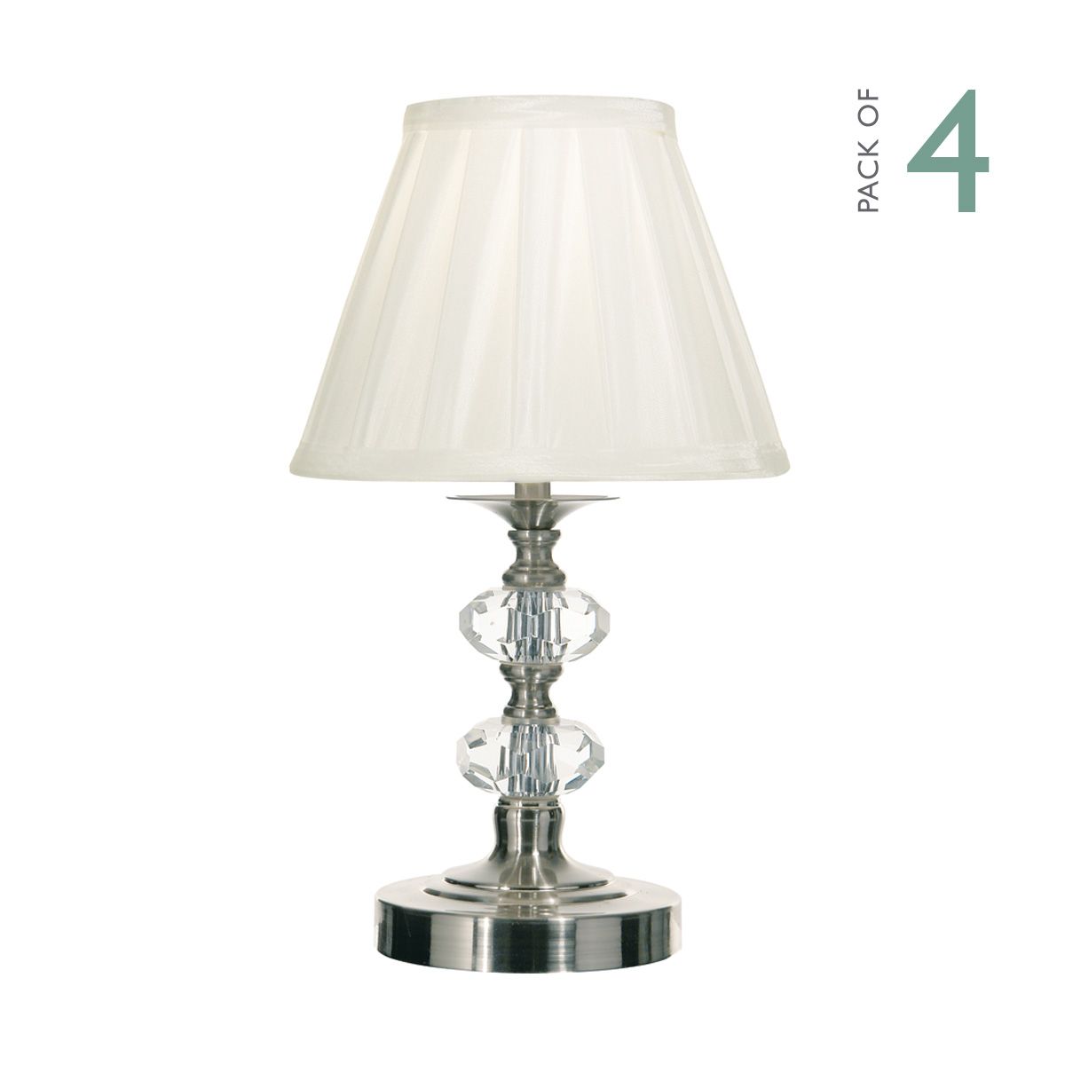 Hazel Touch Table Lamp Satin Chrome, Touch Table Lamps With Glass Shade