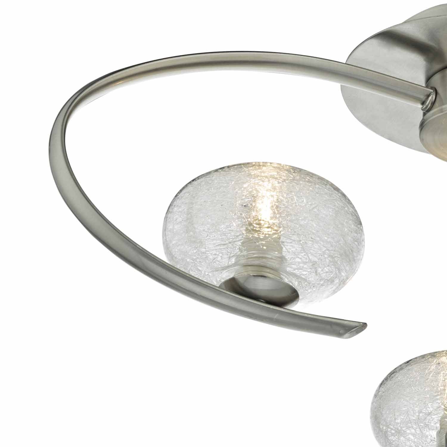 Kira Home Walker 15" 3-Light Flush Mount Ceiling Light, White Fabric Shade Round Glass Diffuser Brushed Nickel