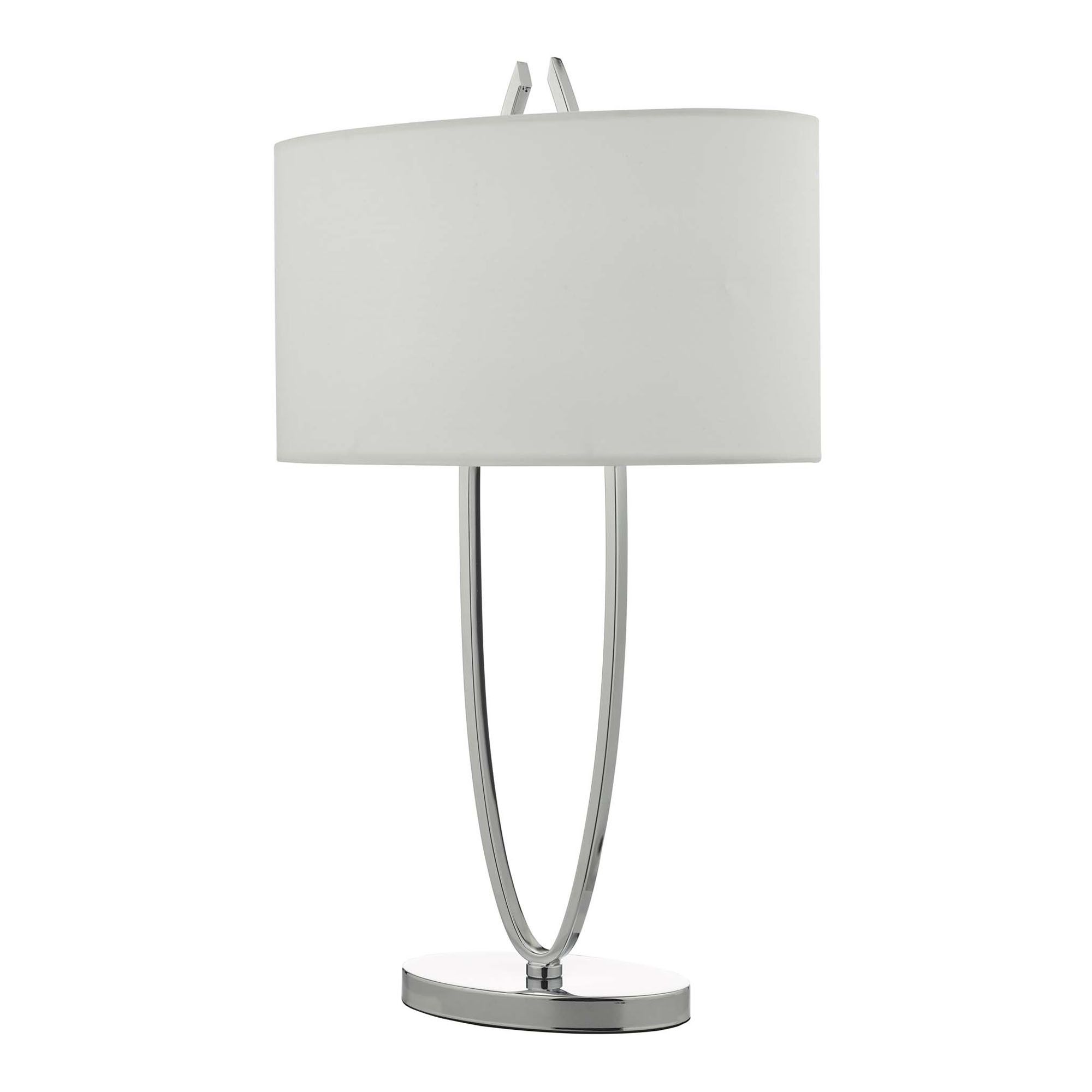 Utara Table Lamp Polished Chrome With Shade, Black And White Table Lamp Shades