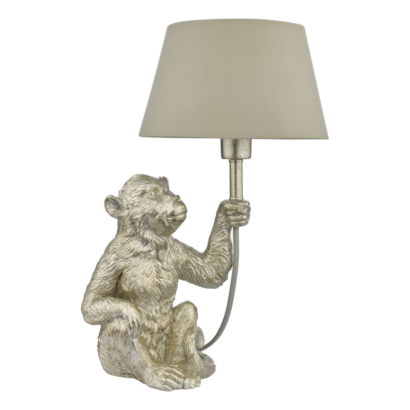 Zira Monkey Table Lamp Silver With Shade